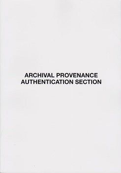 Archival Provenance  Authentication Section